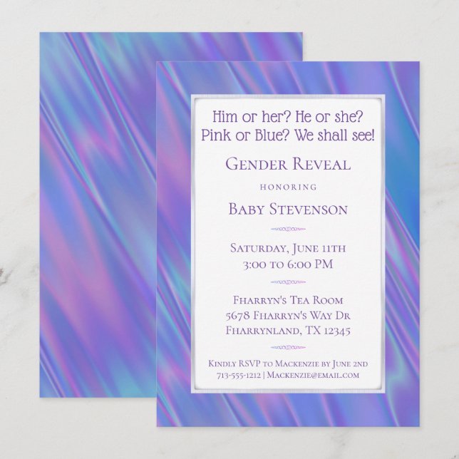 Invitation Parti de révélation de genre | Poème bleu rose (Devant / Derrière)