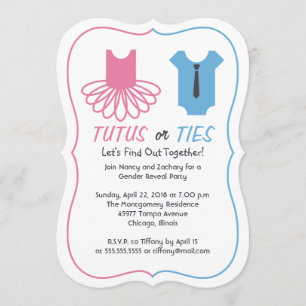 Invitation Parti de révélation de genre tutus ou Cravates