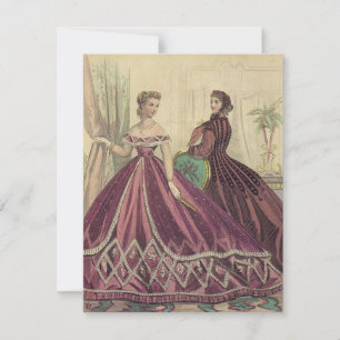 Invitation Parti de thé féminin des années 1860 vintage