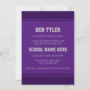Invitation Parti de tronc moderne violet blanc College