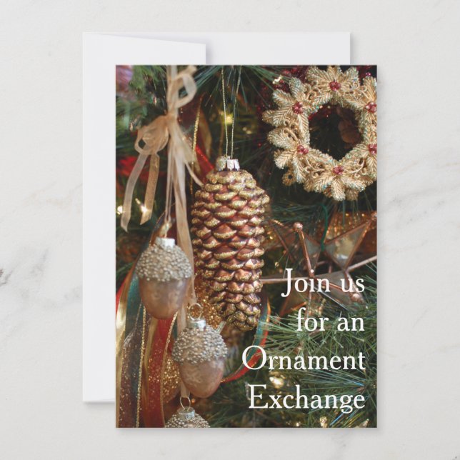 Invitation Parti d'échange des ornements de Noël rustiques (Devant)