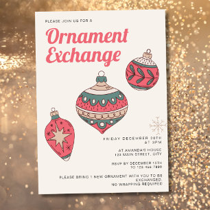 Invitation Parti d'échange d'ornement de Noël simple rétro