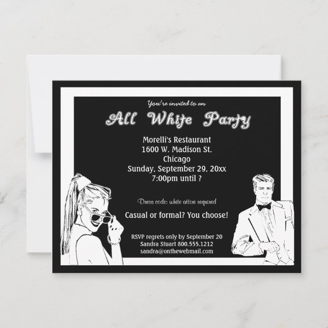 Invitation Parti Décontracté Ou Formel De L'Entier Blanc (Devant)