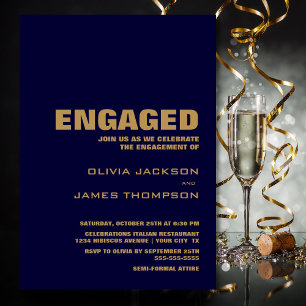 Invitation Parti d'engagement bleu de la marine moderne