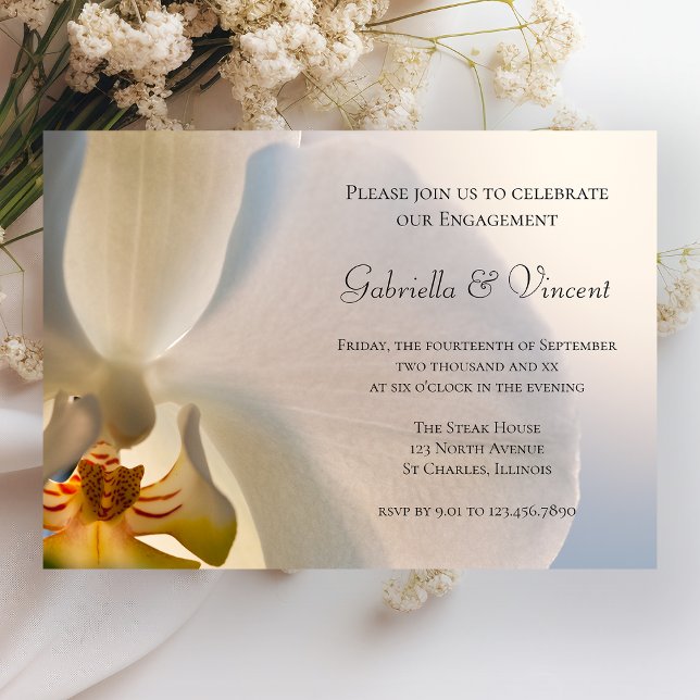 Invitation Parti d'engagement de l'élégance des orchidées bla (Créateur téléchargé)