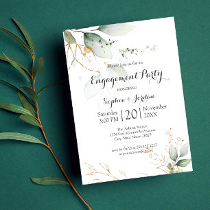 Invitation Parti d'engagement des Feuilles de l'huile d'or fl