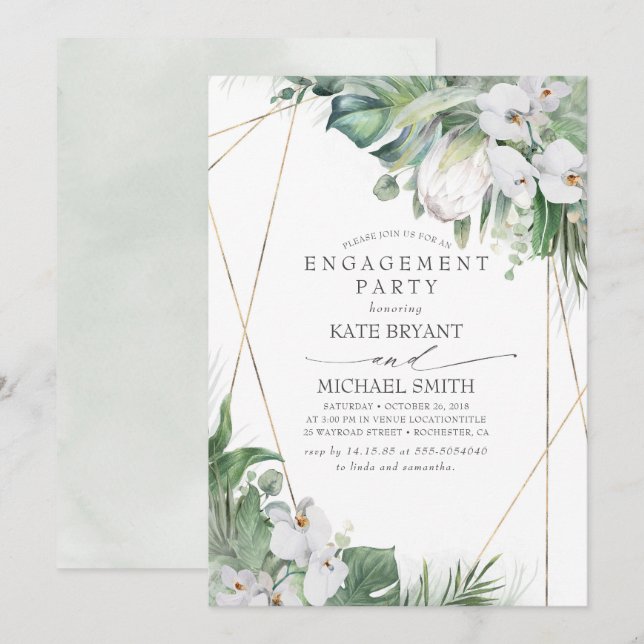 Invitation Parti d'engagement des orchidées de Protea King bl (Devant / Derrière)