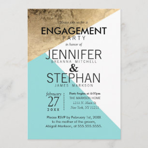 Invitation Parti d'engagement des triangles blancs Gold
