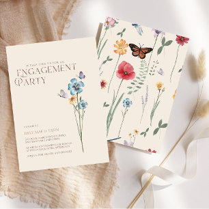 Invitation Parti d'engagement du Mariage Fleur sauvage bleu s
