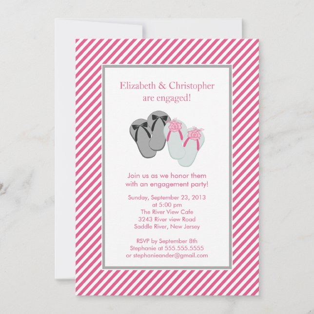 Invitation Parti d'engagement en couple des tongs modernes (Devant)