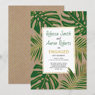 Invitation Parti d'engagement en papier vert tropical feuille