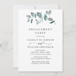 Invitation PARTI D'ENGAGEMENT Eucalyptus simple