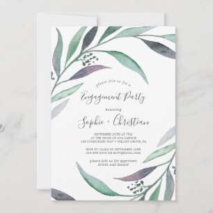 Invitation Parti d'engagement Eucalyptus violet et vert