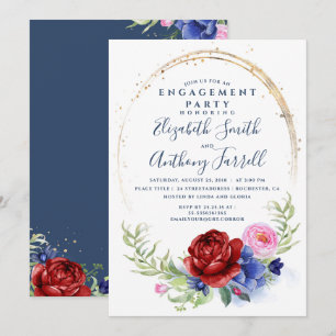 Invitation Parti d'engagement floral Blush de la Marine