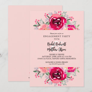 Invitation Parti d'engagement floral rose chic