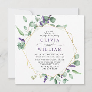 Invitation PARTI D'ENGAGEMENT Géométrique Eucalyptus Moderne