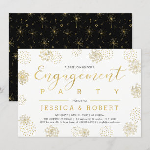 Invitation Parti d'engagement Mariage or simple et élégant