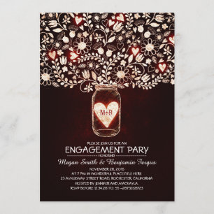 Invitation Parti d'engagement Mariage russe Mason Jar Invitat