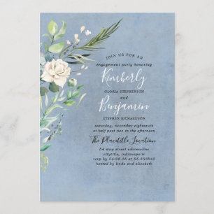 Invitation Parti d'engagement Mariage vert et bleu poussiéreu