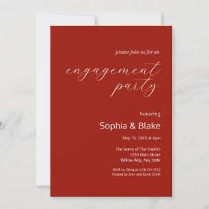 Invitation Parti d'engagement minimaliste moderne Cherry Red