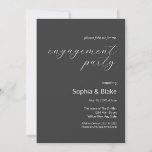 Invitation Parti d'engagement minimaliste moderne Shadow Grey