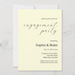 Invitation Parti d'engagement minimaliste Pastel Jaune modern