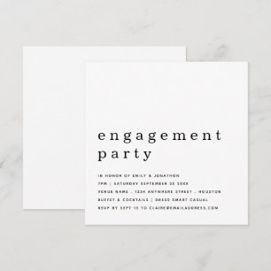 Invitation Parti d'engagement noir contemporain