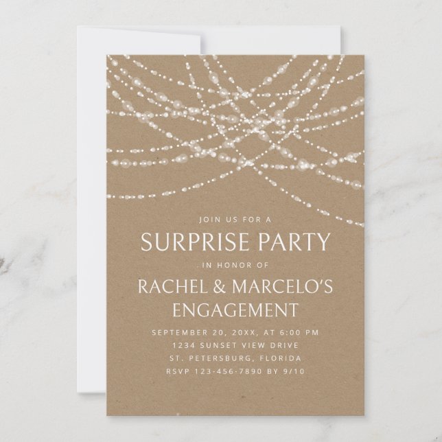 Invitation Parti d'engagement pour l'anniversaire surprise (Devant)