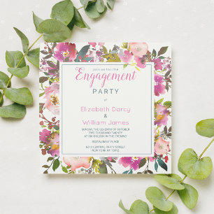 Invitation Parti d'engagement pour l'aquarelle rose moderne