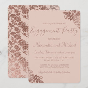 Invitation Parti d'engagement Rose rose Gold et Rose Blush