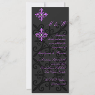 Invitation Parti d'engagement sophistiqué noir et violet
