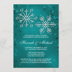 INVITATION PARTI D'ENGAGEMENT TURQUOISE SNOWFLAKE COUPLES