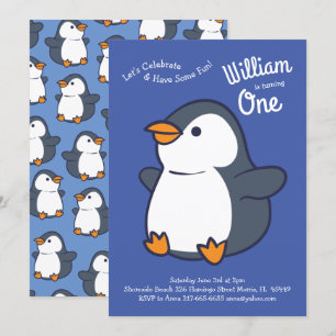 Invitation Parti des Anniversaires de enfants pingouins