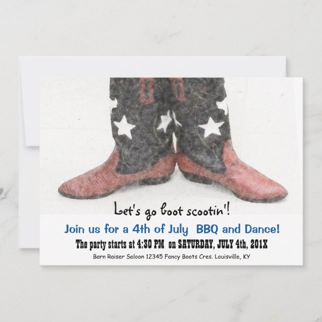 Invitation Parti des Boots de country de style américain 4 ju (Devant)