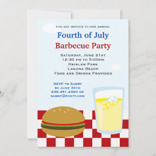 Invitation Parti des feux d'artifice du 4 juillet