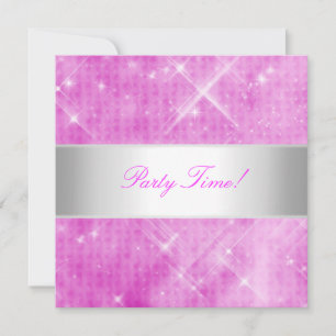 Invitation Parti des lumières d'argent blanc rose