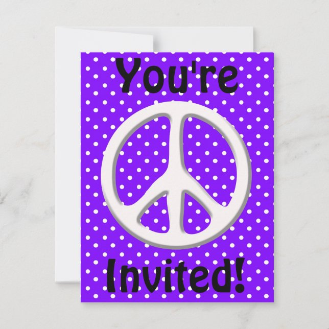 Invitation Parti des signes de paix dans le violet (Devant)