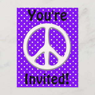 Invitation Parti des signes de paix dans le violet