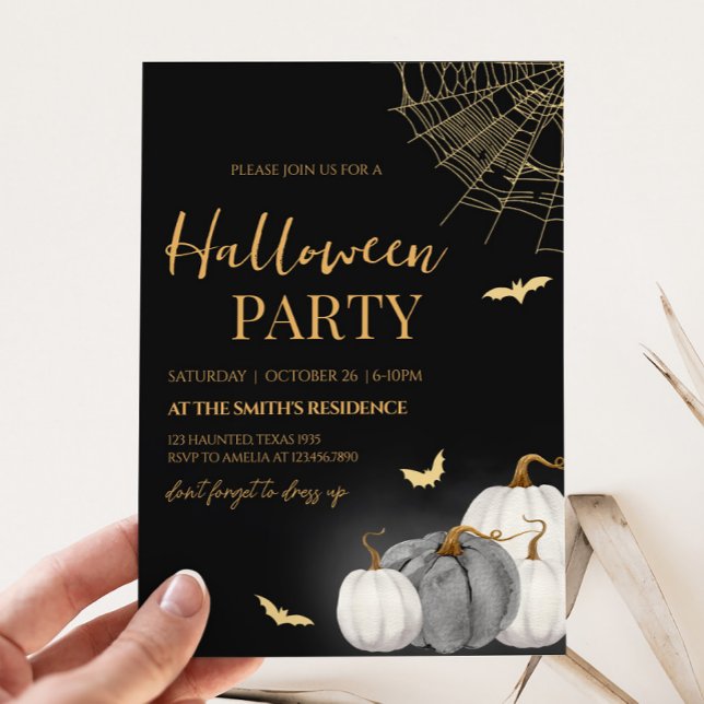 Invitation Parti d'Halloween Citrouille adulte moderne (Adult Modern Pumpkin Halloween Party Invitation)