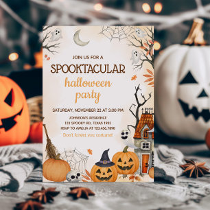 Invitation Parti d'Halloween Citrouille Spooktaculaire