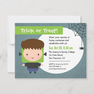 Invitation Parti d'Halloween Cute Frankenstein Boy Kids