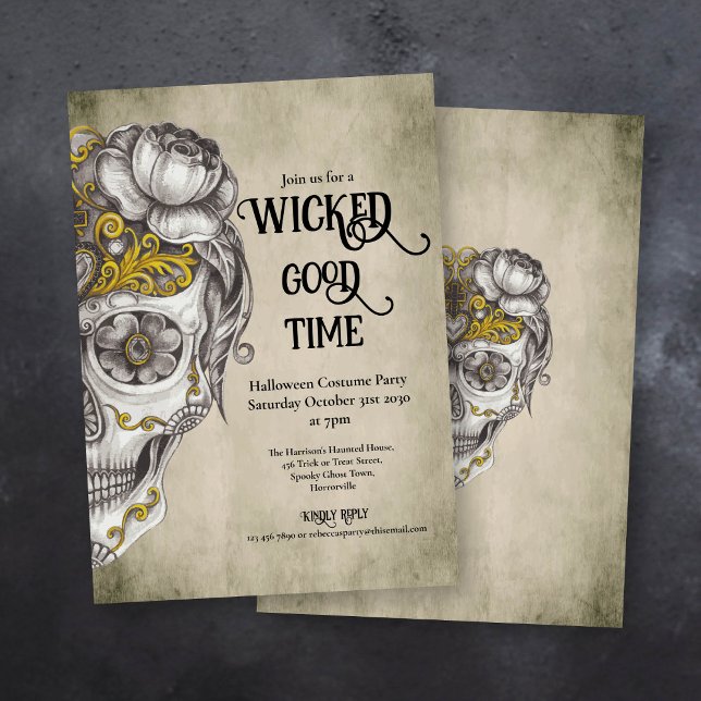 Invitation Parti d'Halloween du crâne mexicain (Créateur téléchargé)