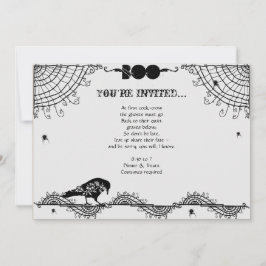 Invitation Parti d'Halloween gothique noir et blanc