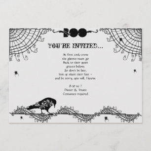 Invitation Parti d'Halloween gothique noir et blanc