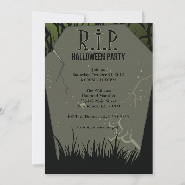 Invitation Parti d'Halloween Tombstone (Devant)