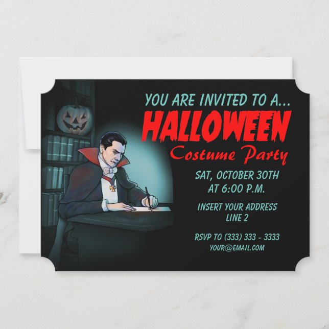 Invitation Parti d'Halloween vampire (Devant)