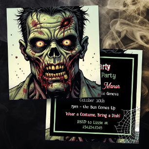 Invitation Parti d'Halloween Zombie
