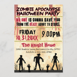 Invitation Parti d'Halloween Zombie apocalypse