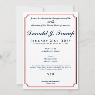 Invitation Parti d'investiture du président Donald Trump 2025