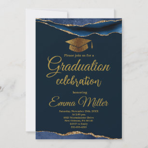 Invitation Parti d'obtention du diplôme bleu et or de la Mari